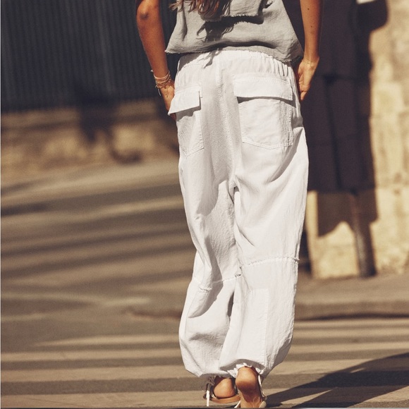 ZARA NWT LINEN BLEND CARGOS PANTS - Picture 3 of 11